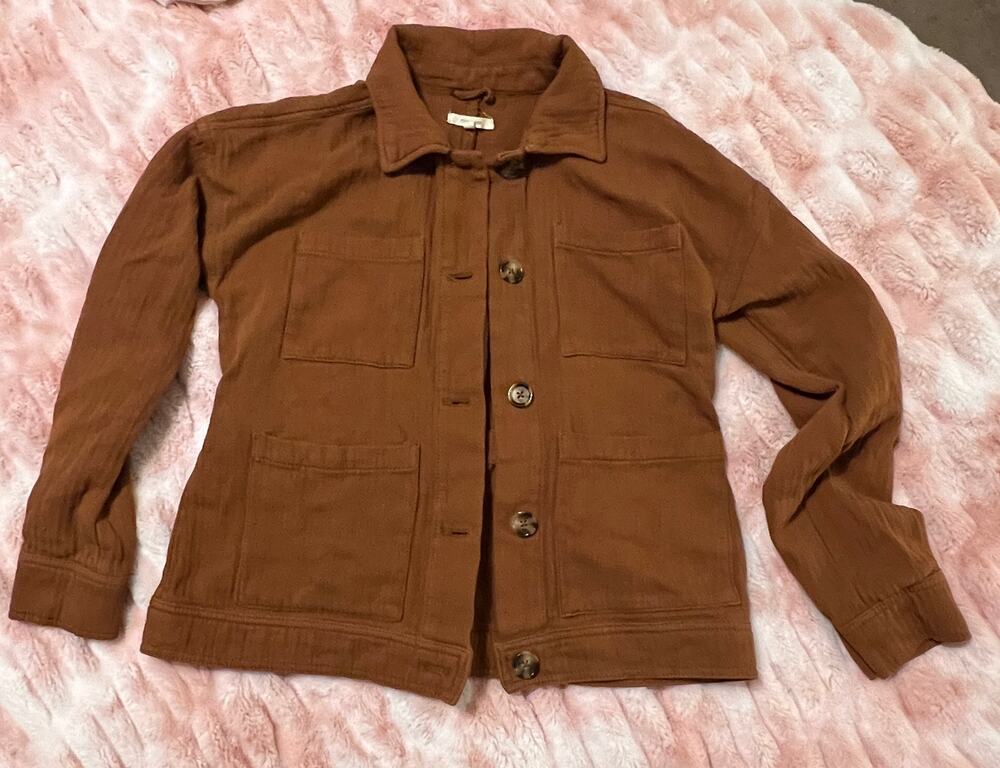 Maurices Women’s Small Rust Brown Utility Jacket Button Front Shacket Casual